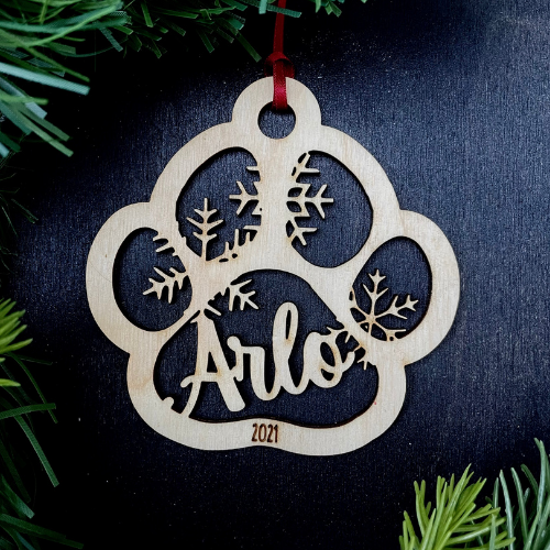 Christmas Ornament - Dog Paw Personalized