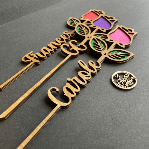Personalized Wood Roses