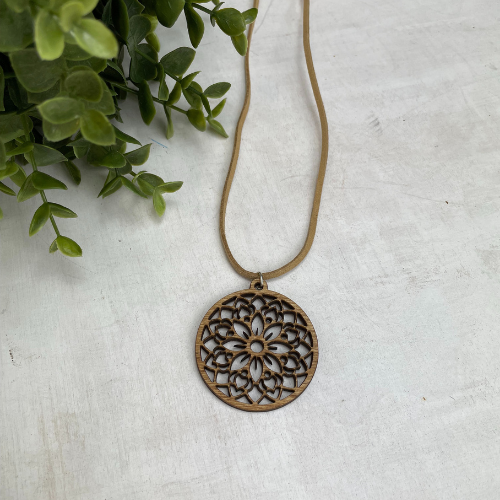 Wood Laser Cut Necklace - Circle of Strength