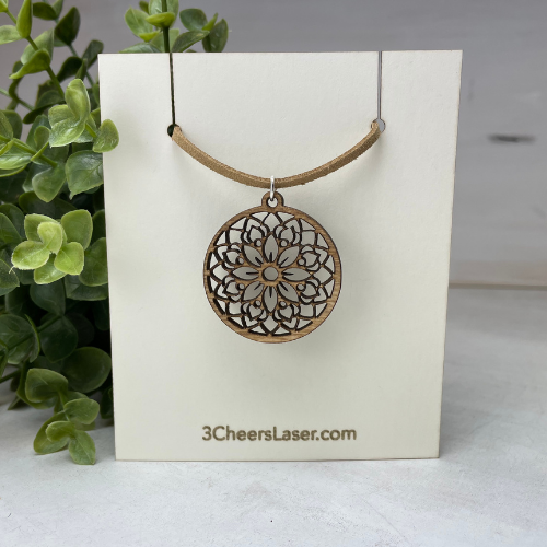Wood Laser Cut Necklace - Circle of Strength