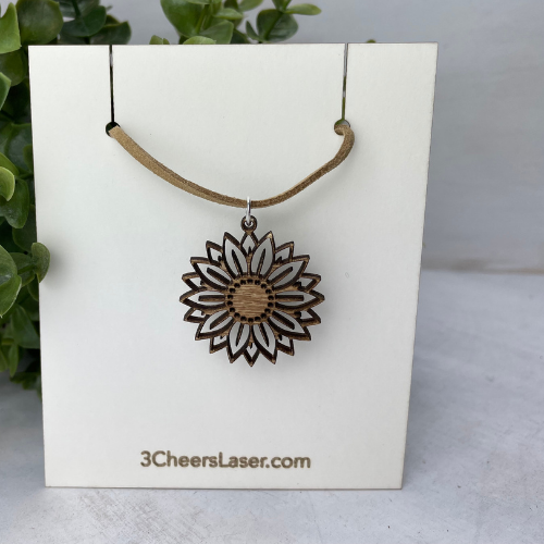 Wood Laser Cut Necklaces - Sunny Sunflower