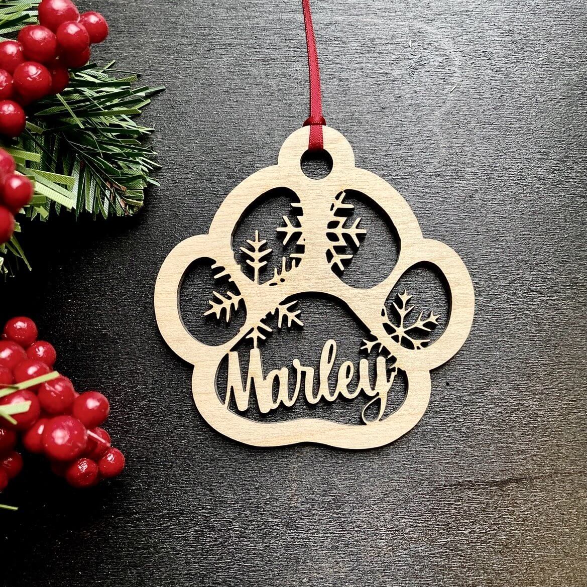 Christmas Ornament - Dog Paw Personalized