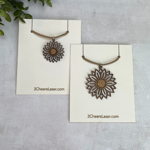 Wood Laser Cut Necklaces - Sunny Sunflower