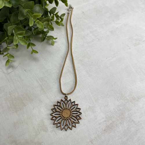 Wood Laser Cut Necklaces - Sunny Sunflower