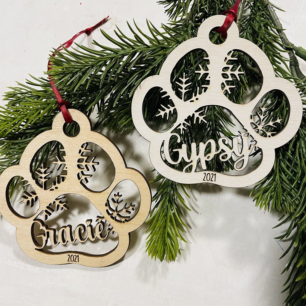 Christmas Ornament - Dog Paw Personalized